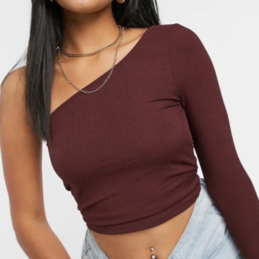 ASOS One shoulder brown top